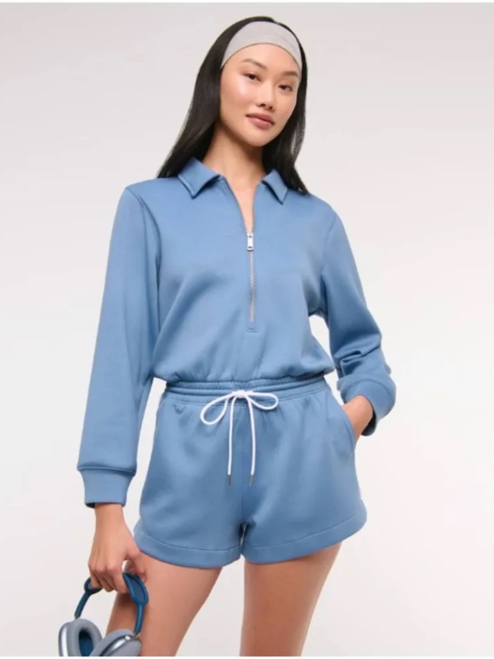NWOT A&F YPB neoKNIT Long Sleeve Half Zip Romper
